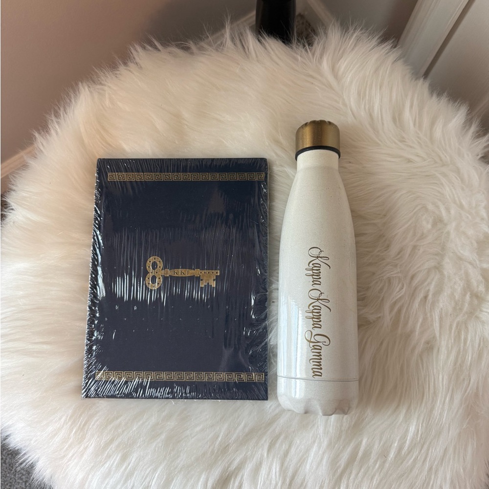 KAPPA KAPPA GAMMA White Insulated Bottle w/Gold Accents/Kappa Kappa Gamma book